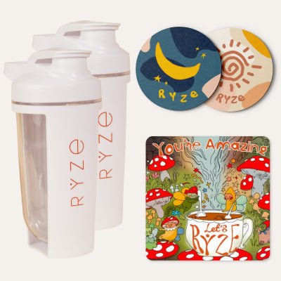 RYZE 2 Shaker Bottles + FREE Gifts - Shaker Ready