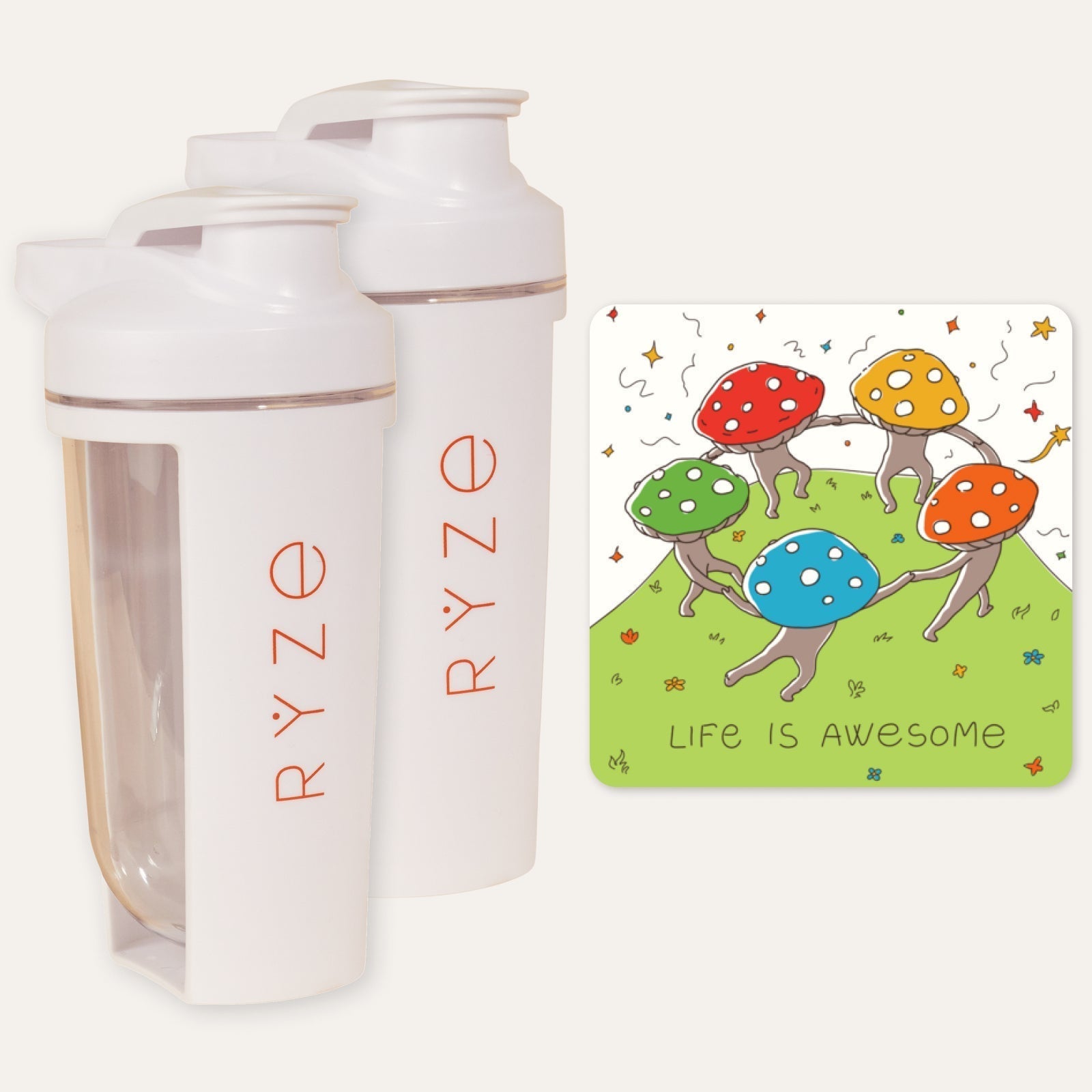 RYZE 2 Shaker Bottles + FREE Gifts - Shaker Ready