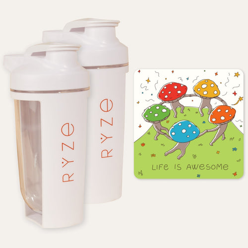 RYZE 2 Shaker Bottles + FREE Gifts - Shaker Ready