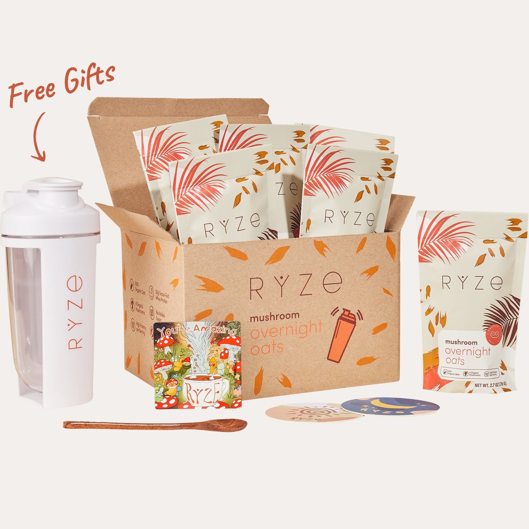 RYZE Mushroom Overnight Oats Pack (14 Servings) - Daily Oats Start