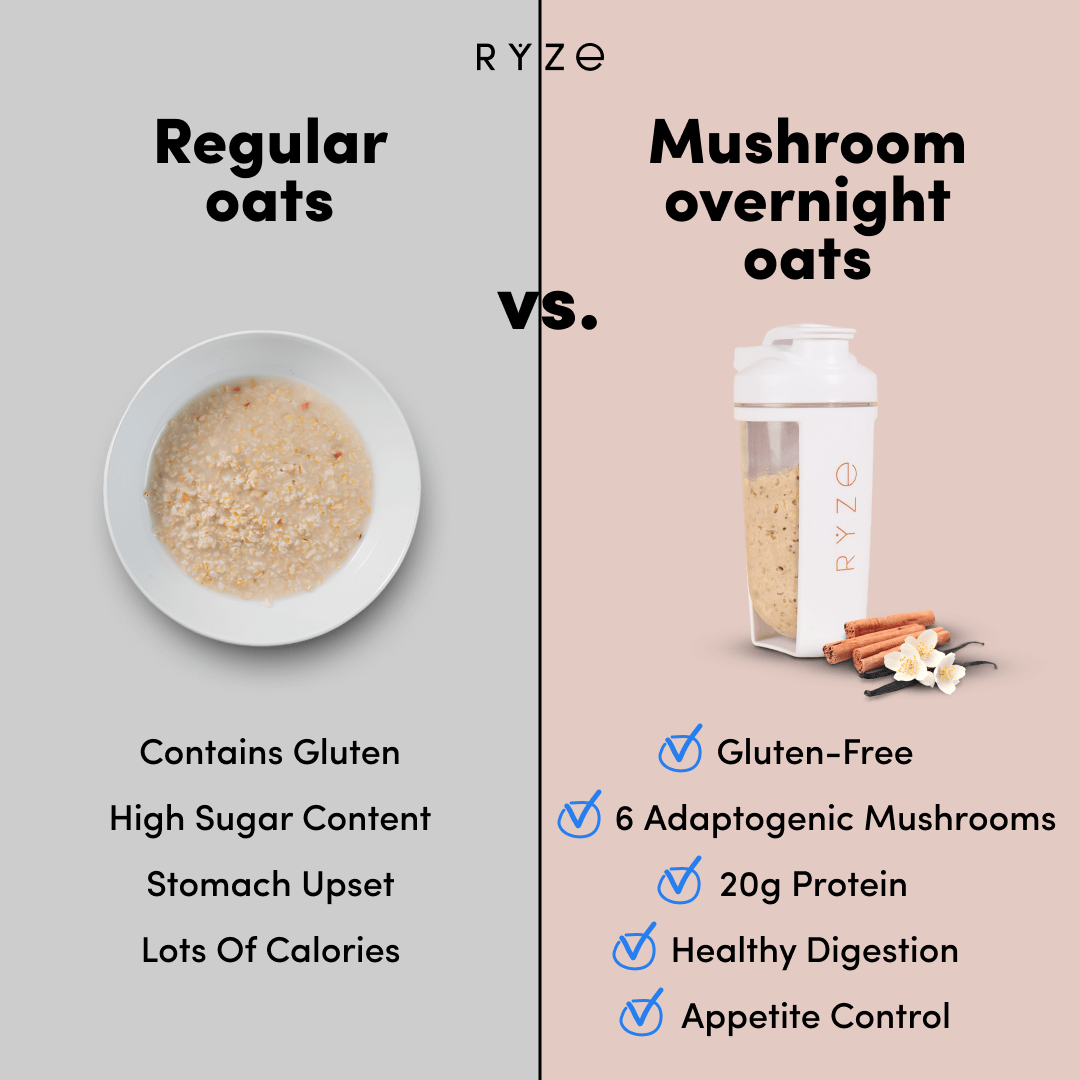 RYZE Mushroom Overnight Oats Pack (14 Servings) - Daily Oats Start