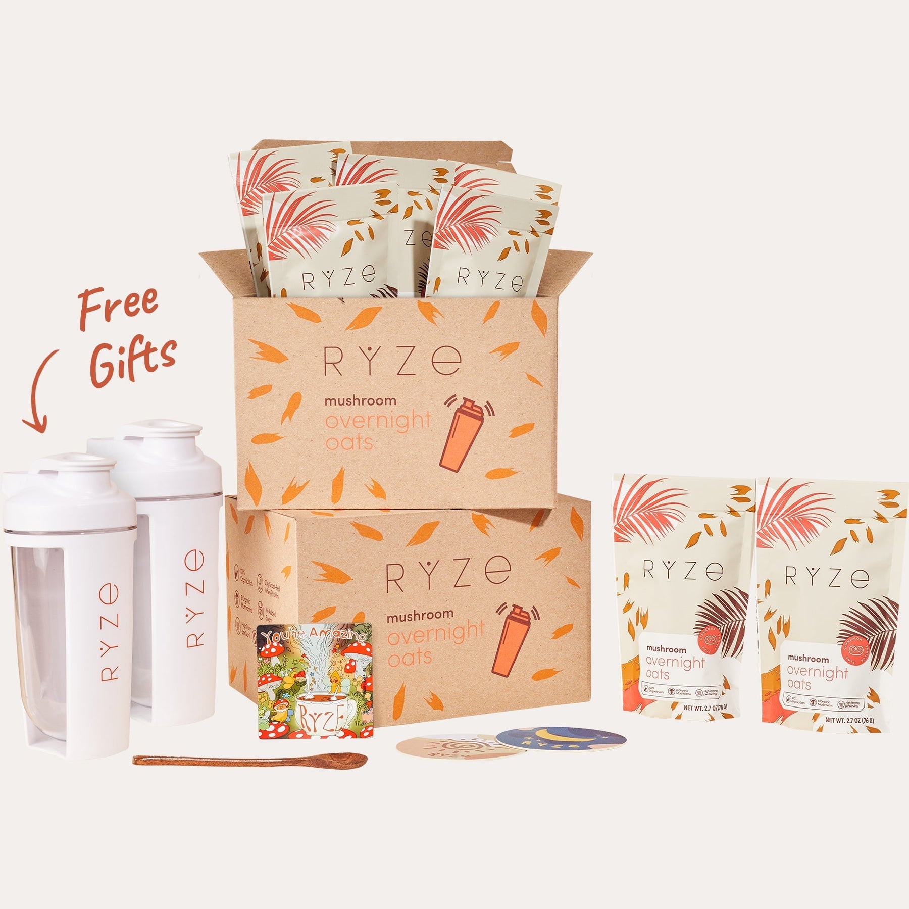 RYZE Mushroom Overnight Oats Pack (28 Servings) - Soft Start