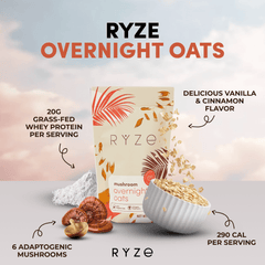 RYZE Mushroom Overnight Oats Pack (28 Servings) - Soft Start