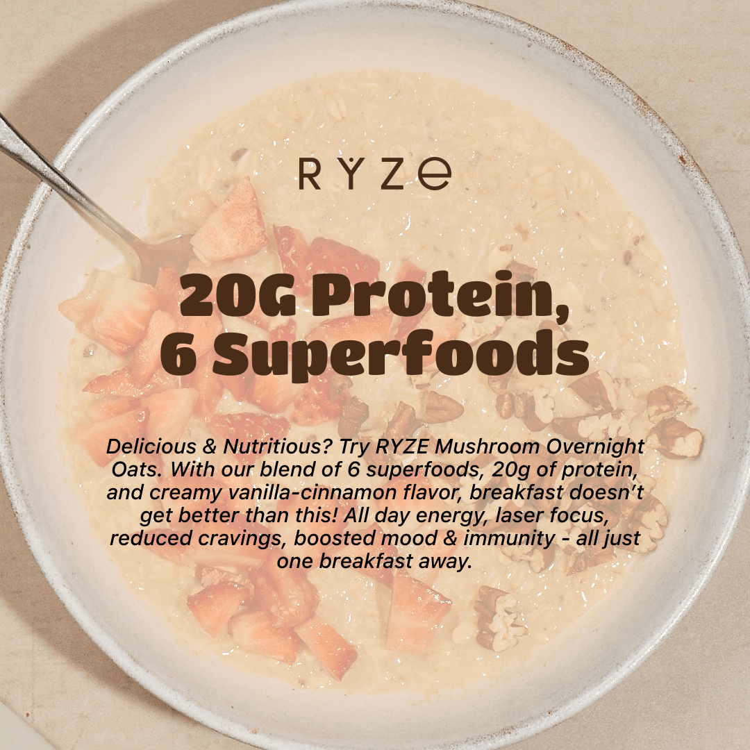 RYZE Mushroom Overnight Oats Pack (28 Servings) - Soft Start