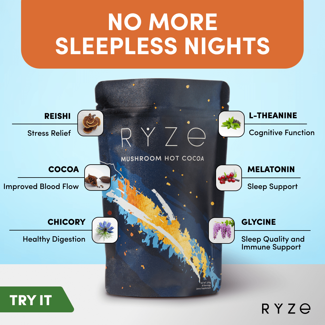 RYZE Hot Cocoa - with 6 Sleep Superfoods to Help Fall Asleep and Stay Asleep - Warm Ritual