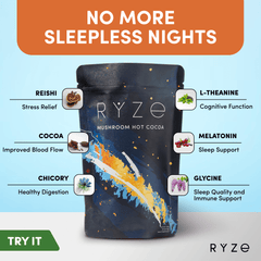 RYZE Hot Cocoa - with 6 Sleep Superfoods to Help Fall Asleep and Stay Asleep - Warm Ritual