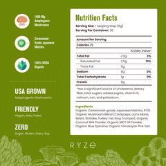 RYZE Organic Mushroom Matcha Starter Kit (60 servings) - Clean Routine